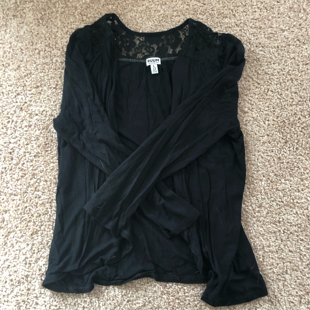 Lacy Black Cardigan Shawl Kids Large 12